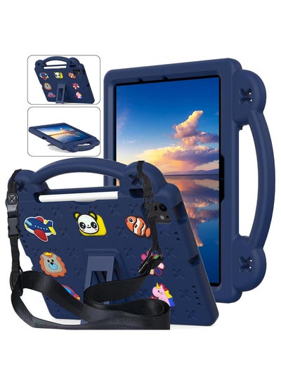 Buy Kids Case for iPad Pro 11 Inch M4 (2024, 5th Gen), iPad Pro 11 Case with Pencil Holder, Supports Pencil Pro and Pencil (USB-C), Handle Stand & Shoulder Strap, Navy Blue in UAE