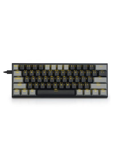 اشتري Z-11 60% Wired Mechanical Gaming Keyboard,Blue Switches Yellow Backlit Compact 61 Keys Keyboard for Windows,Mac OS Black Grey في السعودية