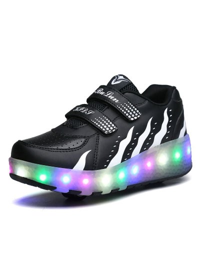 Buy LED Light Up Roller Skates Wheel Shoes for Kids Black in Saudi Arabia