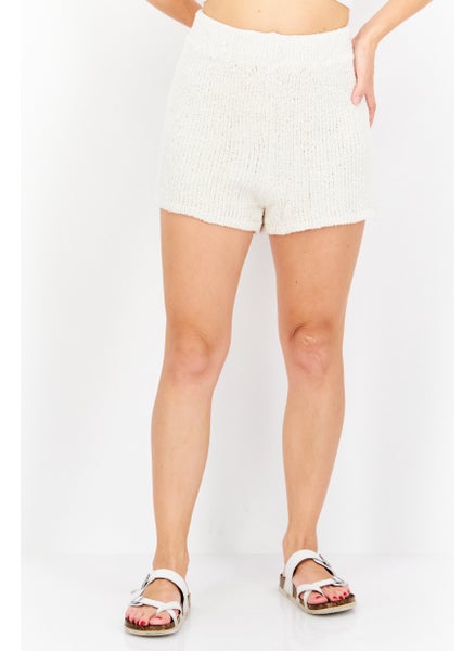 Buy Women Textured Basic Shorts, Beige in UAE