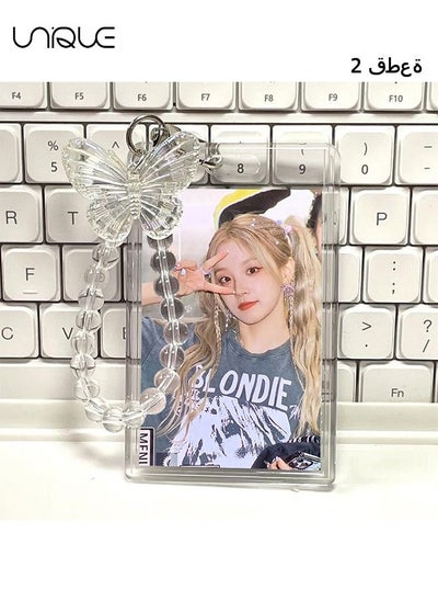 Buy 2Pcs Acrylic Kpop Photo card Holder,  Credit Id Bank Card Bus Card Student Card Pendant Key chain Badge Holder (Transparent) in UAE