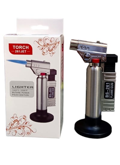 Buy Torch Gas Lighter Flame Gun | Metal Body Leak Proof Lighter | Windproof Butane Gas Bakhoor Charcoal Lighter -261 JET in UAE