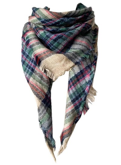 Buy Wander Agio Womens Warm Scarf Triangle Shawls Large Scarves Stripe Small Plaid Fichu Pink Green Beige 40 in UAE