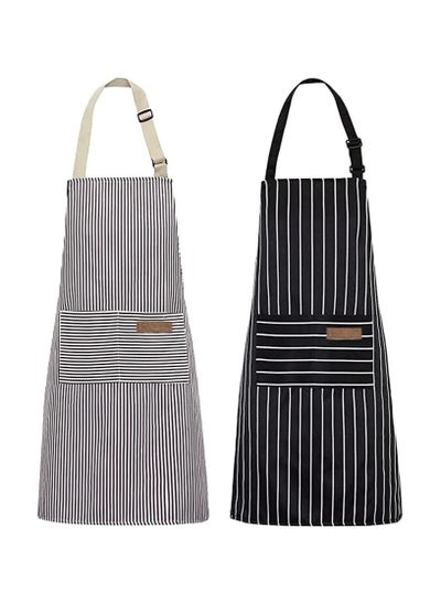 اشتري 2 Pack Kitchen Cooking Aprons, Adjustable Bib Soft Chef Apron with 2 Pockets في الامارات