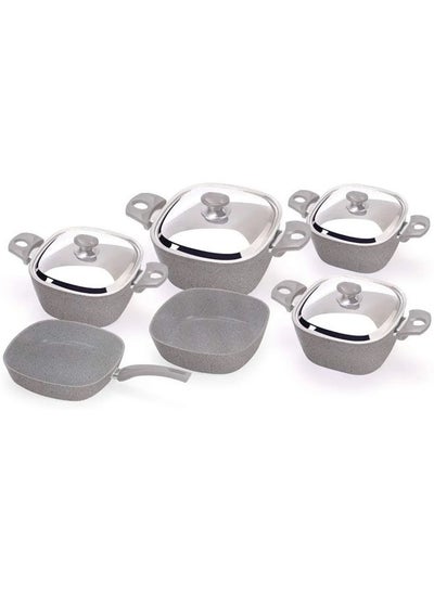Buy Granite Cookware Set 10 Piece Square Set Pot 18-20-24-28 cm Frying Pan 26- Tray 26 in Egypt