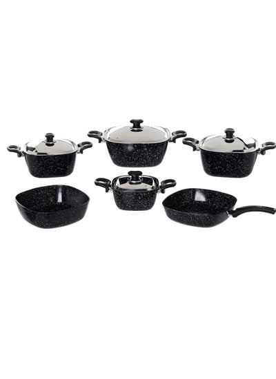 اشتري Granite Cookware Set 10 Piece Square Set Pot 18-20-24-28 cm Frying Pan 26- Tray 26 في مصر