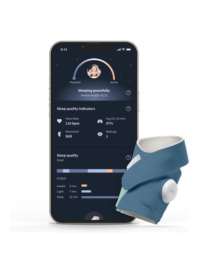 Buy Dream Sock Smart Baby Monitor With Heart Rate And Average Oxygen O2 As Sleep Quality Indicators Bedtime Blue in UAE