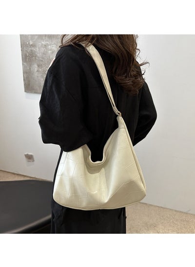 اشتري Large capacity retro tote bag, casual commuting personalized shoulder bag White في الامارات