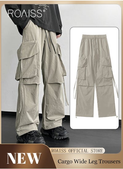 اشتري Casual Loose Fitting Quick Drying Overalls for Men Wide Leg Pants with Elastic Waist Design with Multiple Pockets for Outdoor Sports Daily Versatile Breathable and Comfy Pants في السعودية