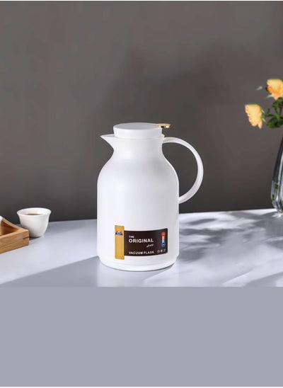 Buy Thermos For Tea And Coffee White/Golden Color 1Liter in Saudi Arabia