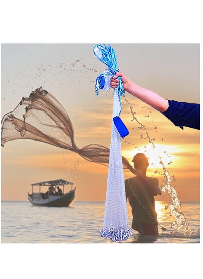 Buy Fishing Net Nylon Monofilament American Style Cast Net Outdoor Hand Throw Fishing Mesh with Heavy Duty Weights for Bait Trap Fish in Saudi Arabia