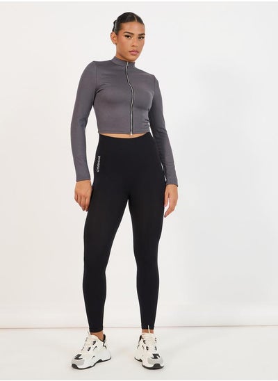 Buy Seamless Text Detail Leggings in Saudi Arabia