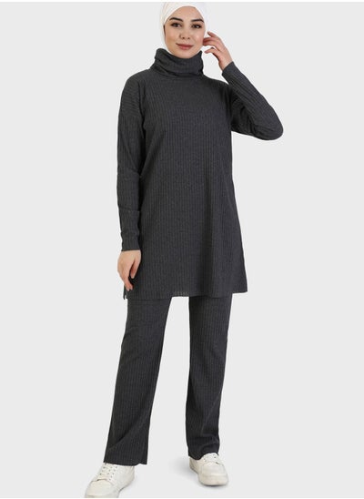 Buy Ribbed High Neck Top in UAE