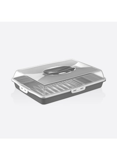 Buy Dunia Grey Rectangular Cake and Casserole Container with Airtight Lid - Storage Solution - Lead-Free BPA-Free in Egypt