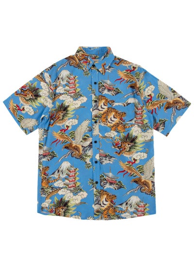 اشتري Couples Beach Casual Americana Aloha Shirts Blue في السعودية