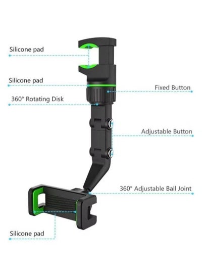 اشتري Sun Visor Car Phone Holder Mount Multifunctional Cell Phone Stand, Universal Adjustable Arm Cradles Car Holder Mount Phone Car Clip Mount for Sun Visor Rearview Mirror Steering Wheel (Green) في الامارات