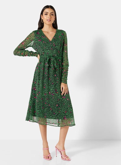 Buy Floral Print Belted Midi Dress in Egypt