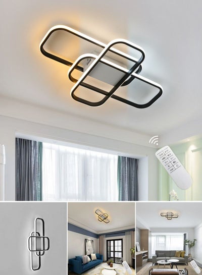 Buy Rectangle Shaped LED Ceiling Light /Stepless Dimmable/Aluminum/55X35X7cm/Black in UAE