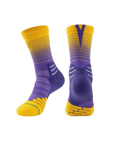 اشتري M MIAOYAN basketball socks professional combat gradient elite socks thick towel bottom high top outdoor sports socks في السعودية