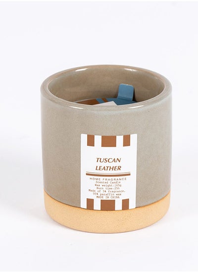 اشتري Norman Tuscan Leather Jar Candle, Grey - 165g في الامارات