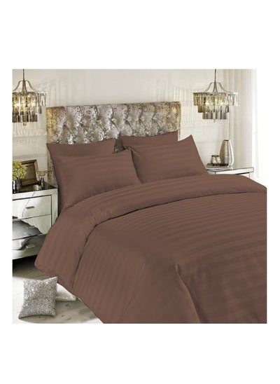 اشتري Tulip (Dark Brown) King Size Duvet Cover with 1 cm Satin Stripe (245 x 265 + 30 Cm-Set of 1 Pc) 100% Cotton, Soft and Luxurious Hotel Quality Bed linen-300 TC في الامارات