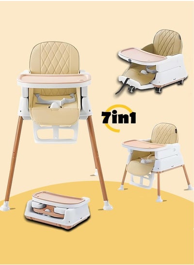 Buy 7-In-1 Adjustable And Foldable, 5-Point Safety Belt Baby Dining Chair in Saudi Arabia