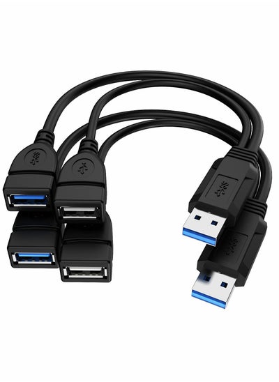 Buy USB 3.0 Splitter Cable Female to Dual Male, 1 2 Sync Data Charging Converter, Extension Cord for PC Car Laptop U Disk Network Card Hard (2pack) in UAE