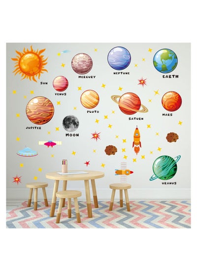 Buy 4Pcs Universe Cartoon Wall Stickers, SYOSI Rocket Cosmonaut Space Planet Wall Decals Decor Home, Solar System Wall Mural, Space Astronaut Spacecraft, Wall Decals for Kids Nursery Bedroom Playhouse in Saudi Arabia