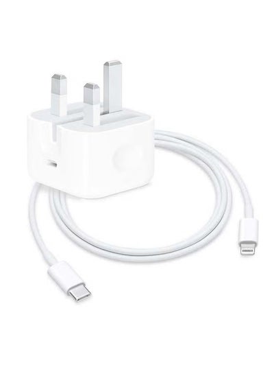 Buy 2 in 1 Pack of 20W USB-C Power Adapter and USB-C to Lightning Cable 1m white in Saudi Arabia