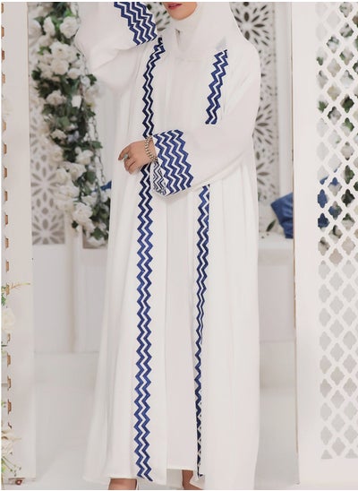 Buy Coat Style Imported Luxe Nada Fabric Abaya White Color Sheila is Included in Saudi Arabia