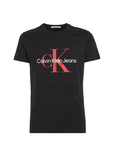 Buy Men's Core Monogram Slim T-shirt, Cotton, Black/ Red in Saudi Arabia