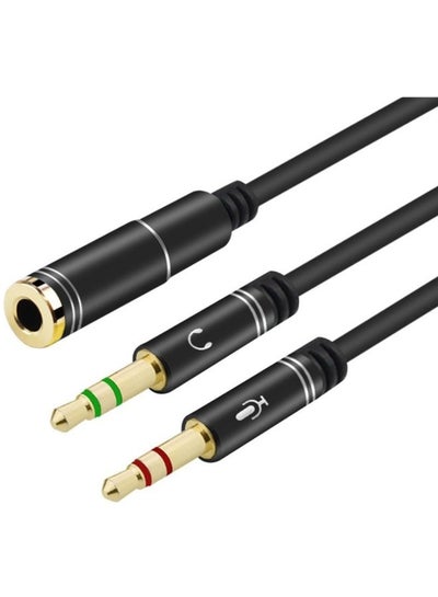 Buy Female To Male Headset And Microphone Y Splitter Cable Black/Gold in Saudi Arabia