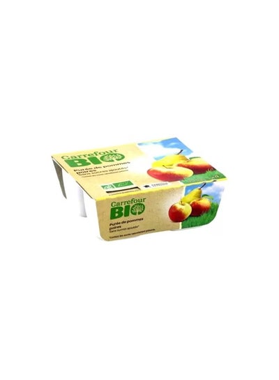 Buy Carrefour Bio No Added Sugar Apple Pear Puree 100g Pack of 4 in UAE