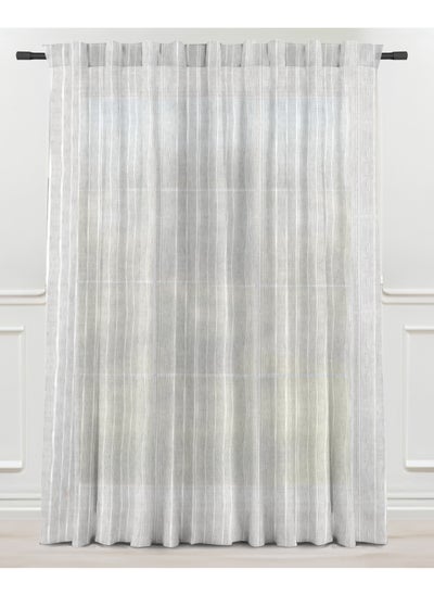 اشتري Intex Curtains House Linen Curtains For Living Room, Natural Semi Sheer Curtains & Drapes With Random White Stripes - Two Hanging Options - One Piece في مصر