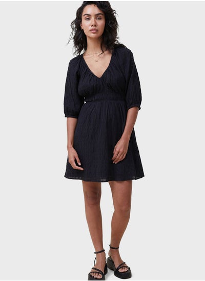 Buy V-Neck Ruffle Puff Sleeve Dress in UAE