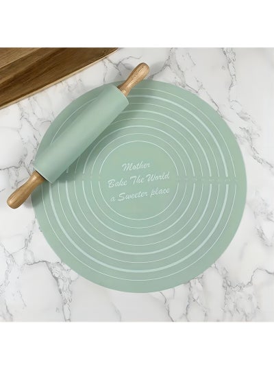 Buy Silicone Pastry Mat and Rolling Pin Set - Perfect for Baking, Cooking, and Candy Making - Durable and Non-Stick - Essential Kitchen Gadgets and Accessories in Saudi Arabia