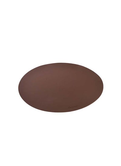 اشتري Placemat Wipeable Synthetic Leather Table Mats Waterproof Heat-Resistant Easy to Clean for Dining Table Set Kitchen Table Round Brown 36cm في الامارات