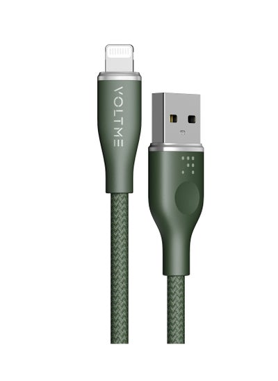 Buy USB A to USB Lightning Cable, Powerlink Rugg Double Nylon Braided Fast Charging Cord (1.2m), for iPhone 14/13/ 12 Pro Max / 12/11 Pro/X/XS/XR / 8 Plus Power Delivery 3A Zinc-Alloy Connector - Green in UAE