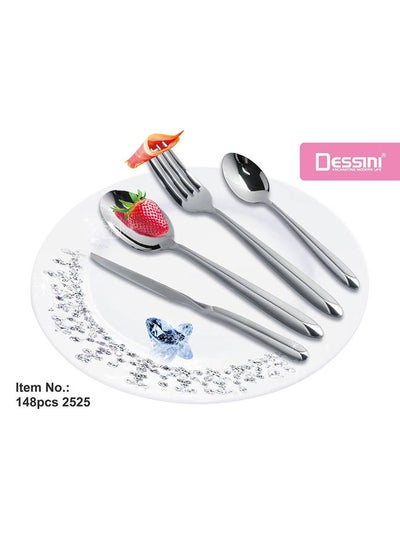 Buy Dessini 148Pcs Cutlery Set Silver in UAE