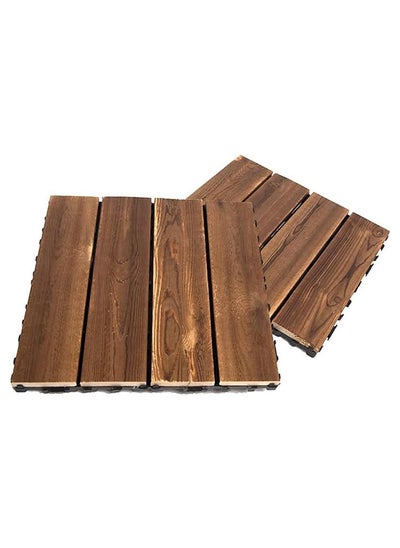 اشتري Hometaste Wooden Decking Tiles - Interlocking Wood Flooring For Garden Pathways, Patios, Durable Wood Tiles For Outdoor And Indoor Use (Style_2, 20_Pieces) في الامارات