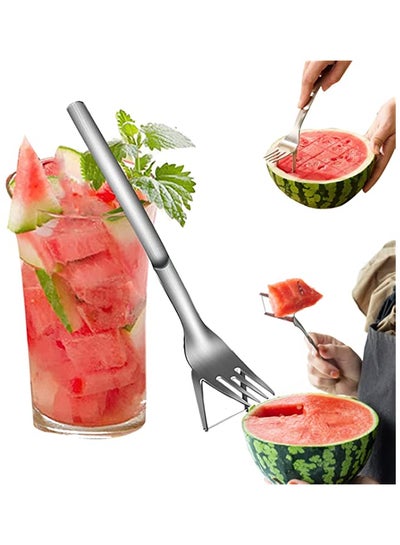 Buy Watermelon Slicer Cutter, 2-in-1 Fork Slicer, Cutting Artifact, Stainless Steel Fruit Forks Knife for Family Parties Camping Cool Kitchen Gadgets in UAE
