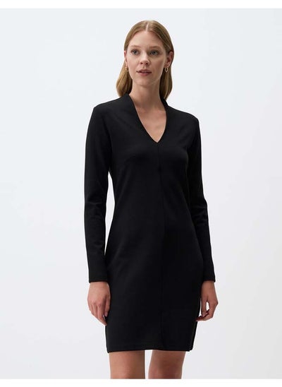 Buy Long Sleeve V Neck Knitted Mini Dress in Egypt