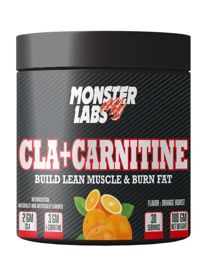 Buy Monster Labs CLA+Carnitine 180g 30 Servings - Fat-Burning & Weight Loss Supplement, Orange Burst in UAE