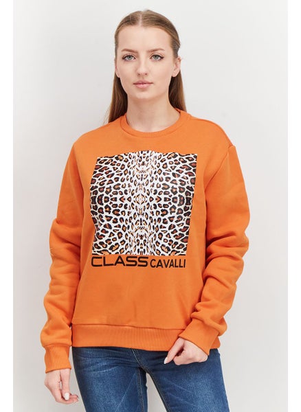 اشتري Women Round Neck Animal Print Long Sleeve Sweatshirts, Orange Combo في السعودية