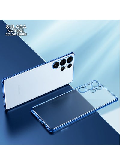اشتري Suitable for Samsung Galaxy S22 Ultra Matte Plated Mobile Phone Shell S23 Ultra Translucent Protective Soft Shell Light Blue في السعودية