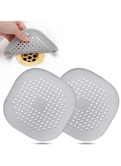 اشتري 2-Pack Hair Catcher,Square Hair Drain Cover for Shower Silicone Hair Stopper with Suction Cup,Easy to Install Suit for Bathroom,Bathtub,Kitchen في السعودية