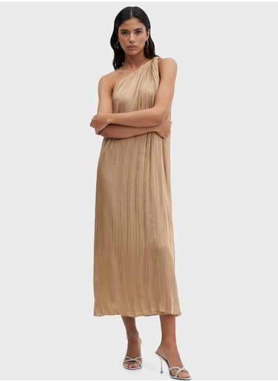 Buy One Shoulder  Pleated Dress in UAE