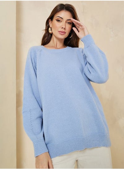 اشتري Oversized Longline Round Neck Sweater في السعودية