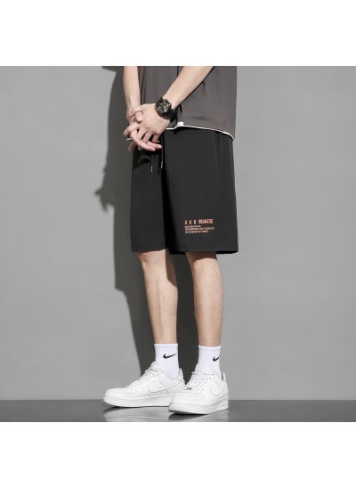 Buy Mens Summer Ice Silk Basketball Shorts Black [single piece]] in Saudi Arabia