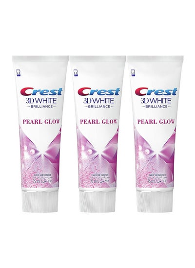 Buy 3D White Brilliance Toothpaste Advance Whitening with Pearl Extracting - Pearl Glow 75ml Pack of 3 in UAE